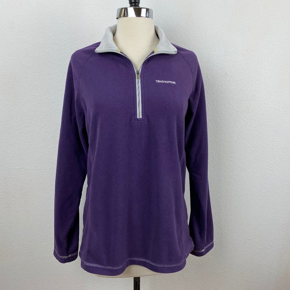 Craghoppers Purple Fleece Sweatshirt 3/4 Front Zip Pullover Size M/8 Soft & Warm